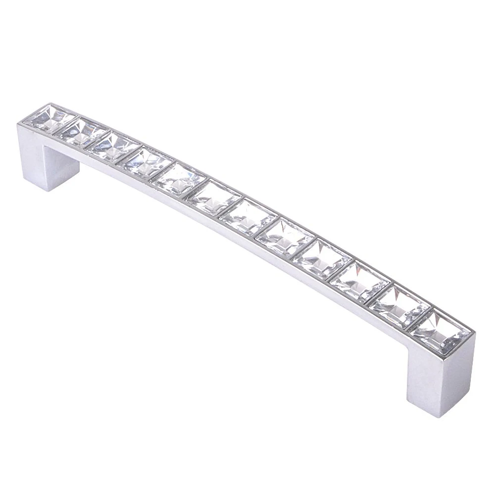 Pack Of 8 Europe Style Square Clear Crystal Rhinestone Furniture Door Wardrobe Cupboard Cabinet Drawer Pull Handle Knobs 128Mm image 4