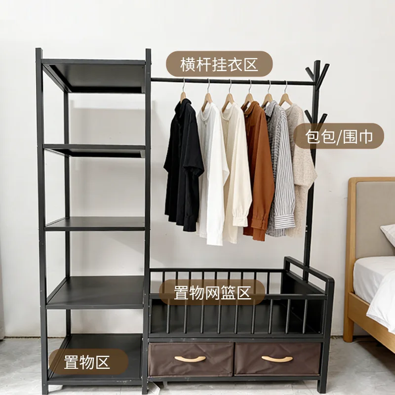 ins style shoe hat rack high value simple clothes storage rack floor vertical steel pipe clothes hat bag rack
