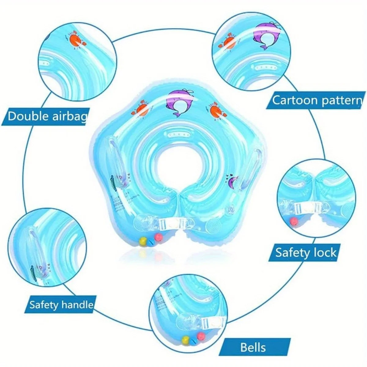 Baby Adjustable Swimming Ring Neck Ring Newborn Household Baby Bathing Ring 0-6 months Infants and toddlers