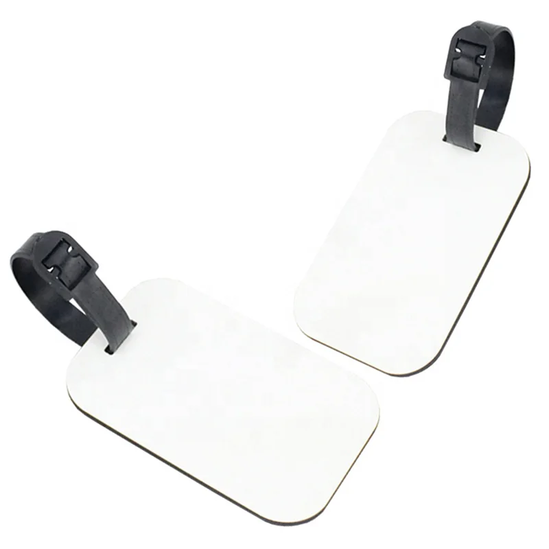 10PCS Sublimation Blank Luggage Tags White Blank Travel Bag Baggage Tags with Strap Double Sided Suitcase Label Tag