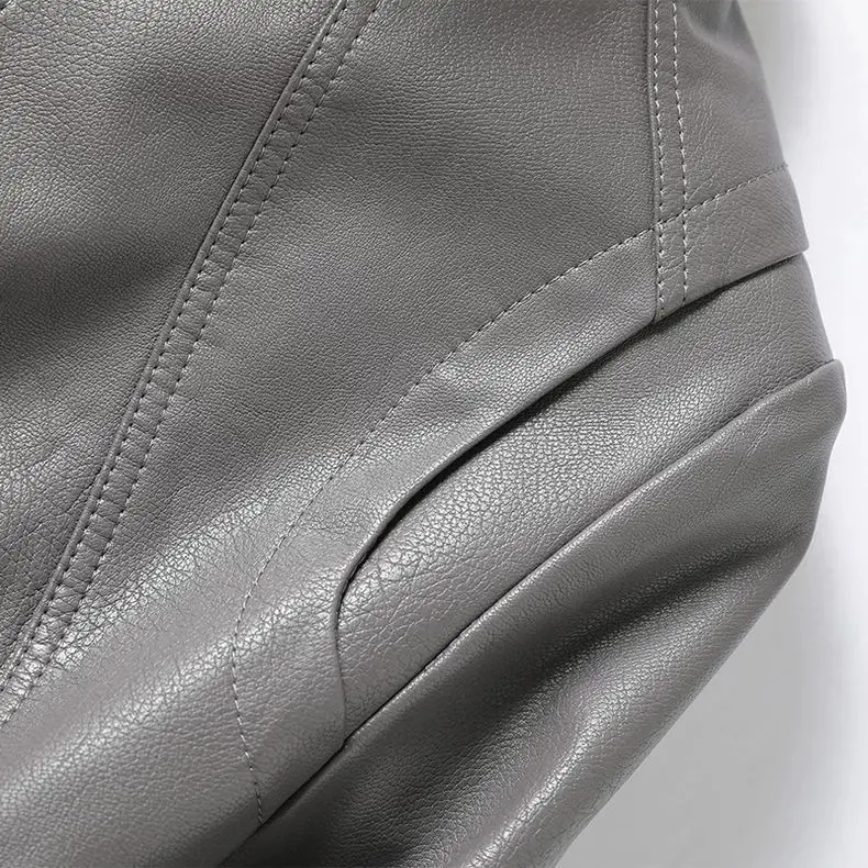 Veste en cuir européenne à col montant pour femme, veste de banlieue amincissante, printemps et automne 2025