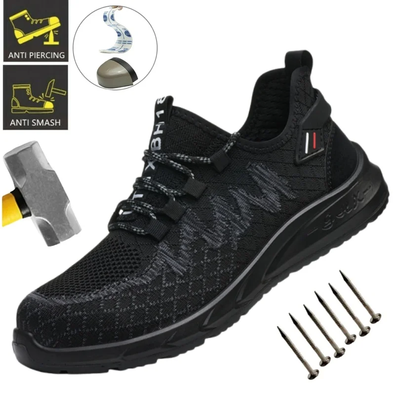 

Steel Toe Cap Boots Lightweight Non-slip Puncture-Proof Construction Breathable Male Working Sneakers Men's Safety Work Shoes