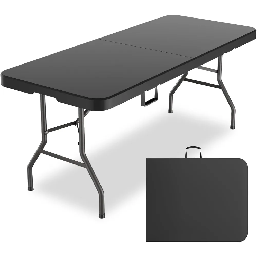 

MEI&CO 6ft Heavy-Duty Outdoor Folding Table for 6 - Sturdy HDPE Top, 350lbs Capacity, Foldable Lockable Design, No Assembly - Ca