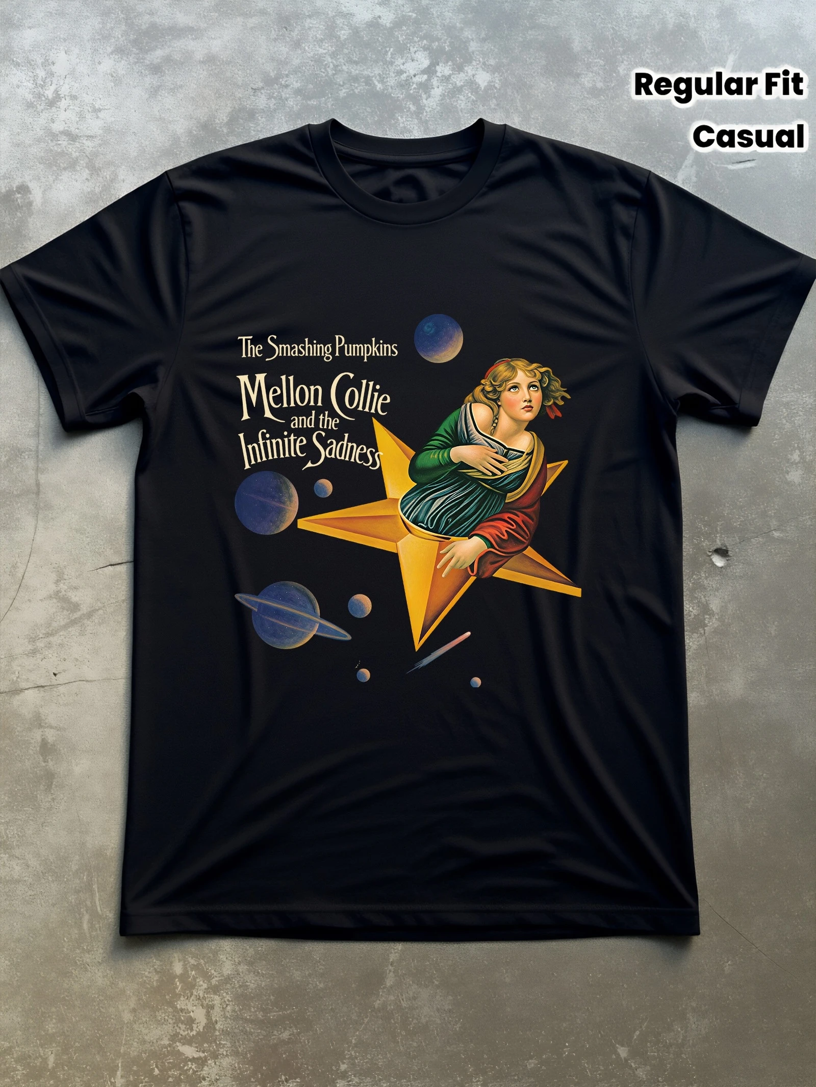 Men's & Women's Black T-shirt The Smashing Pumpkins Mellon Collie and The Infinite Sadness Artwork Suitable for Street