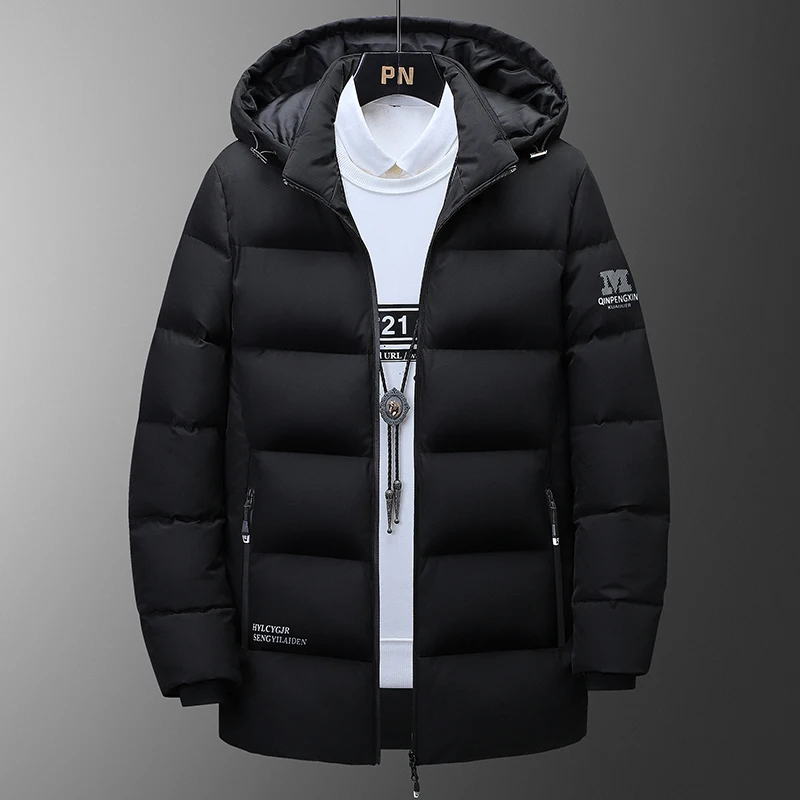 Parka com capuz médio masculino, casaco quente, casaco de negócios, casaco de lazer, adolescente, inverno, novo, 813