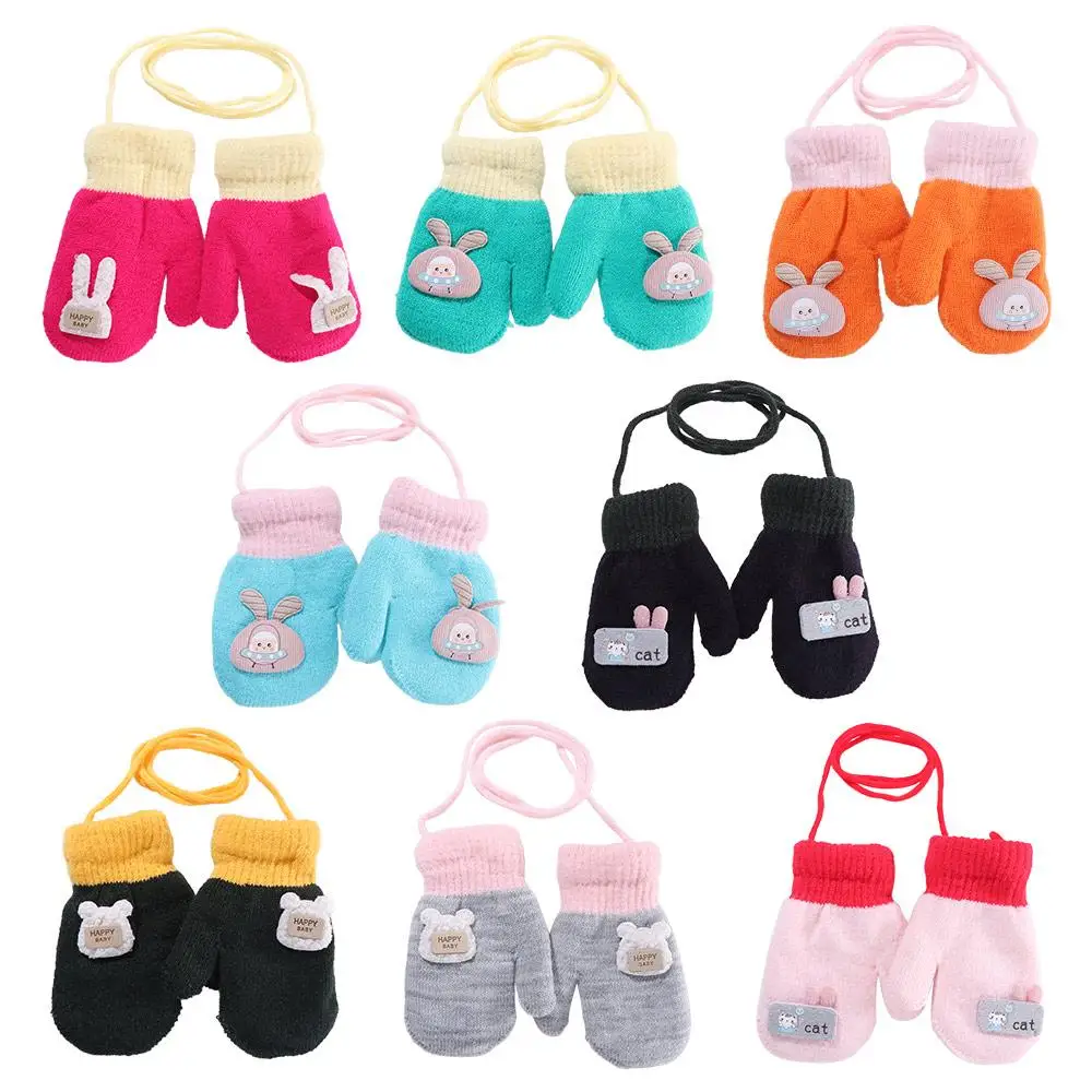 

Cute Outdoor Thickened Toddler Infant Rabbit Children Knitted Gloves Baby Mittens Cartoon Gloves Warm Mittens