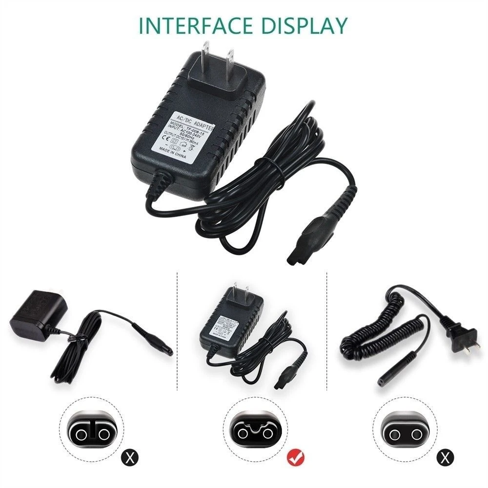 5.4W 15V/0.36A เครื่องโกนหนวด Power Adapter สำหรับเครื่องโกนหนวด Philips HQ8505 AT790 AT810(US Plug)