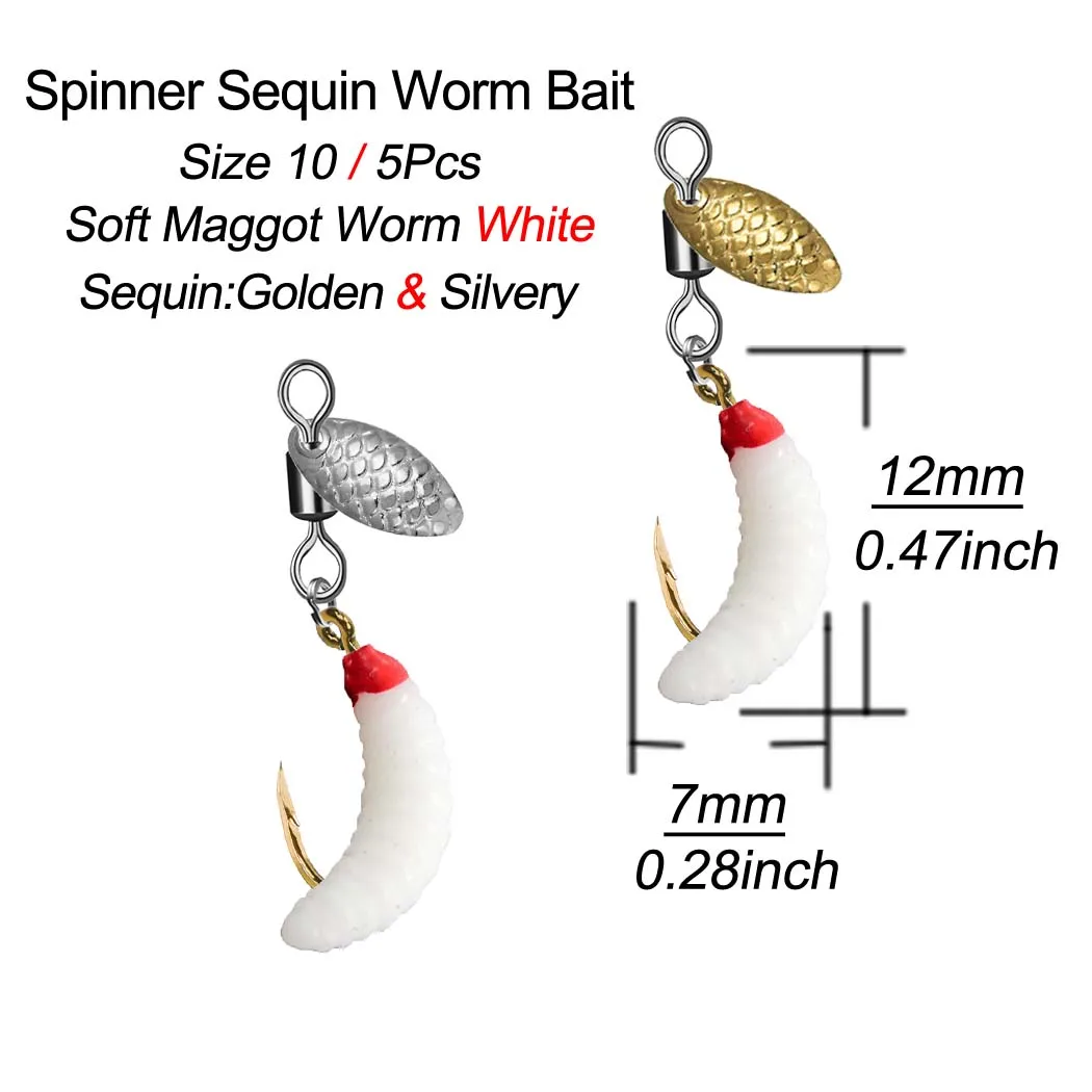 5 Stücke/10 Stücke Spinner Pailletten Wurm Köder Fliegen Angeln Köder Haken Für Forelle/Steelhead/Salmon/Bass
