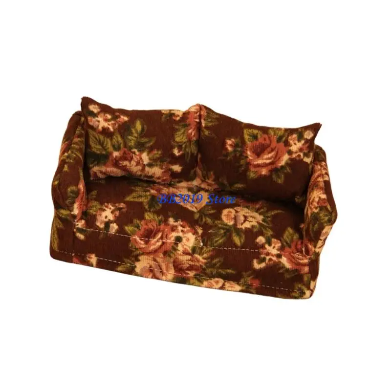 sofá en miniatura Q0KB, juguete para decoración casa muñecas 1/12, sofá con asiento amor para