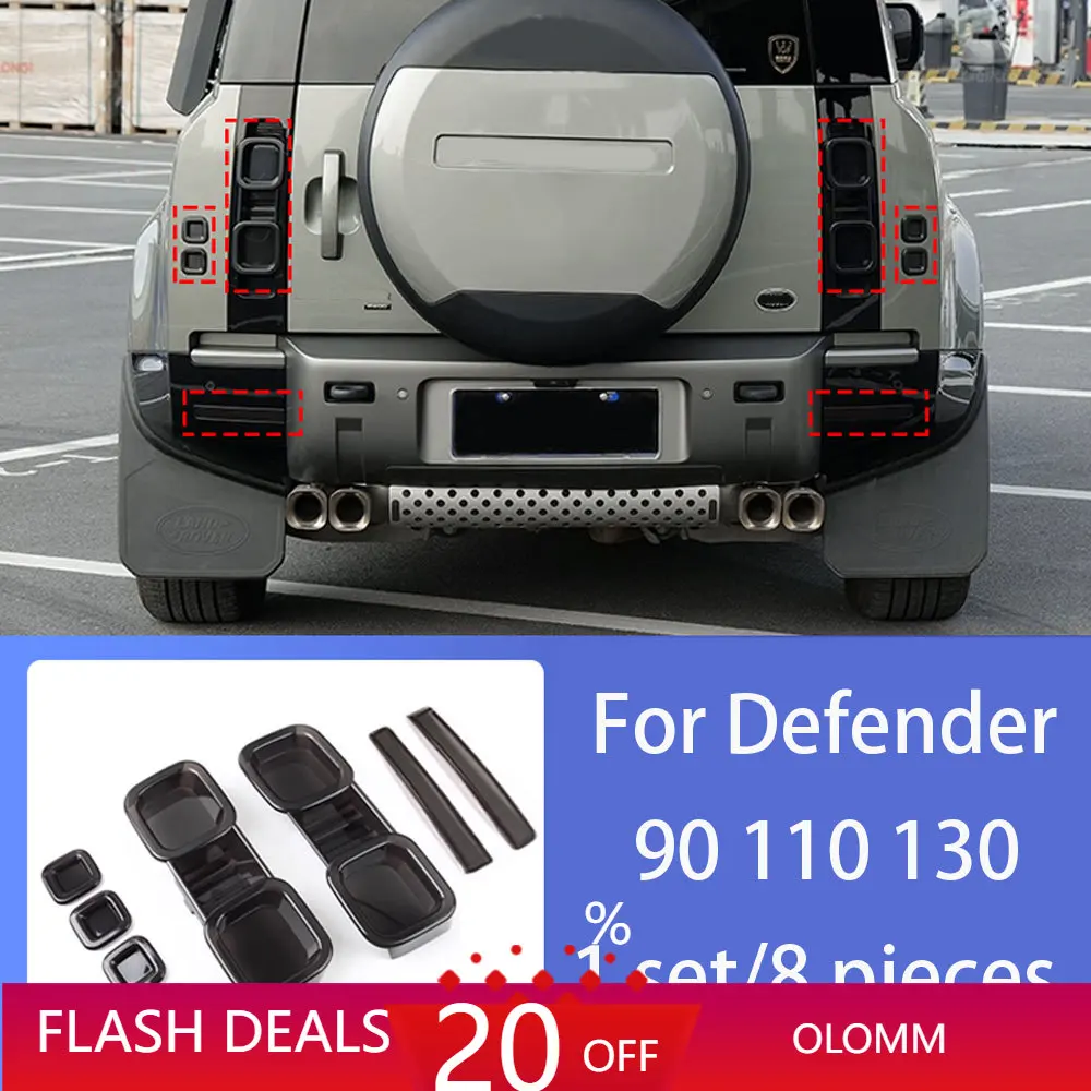 2020-2025 models For Land Rover Defender 90 110 130 tail light cover smoked black tail light housing rear brake light decoration
