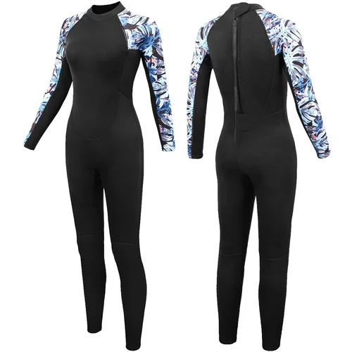 Traje de neopreno de 3mm para mujer, traje de buceo de una pieza de manga larga, traje de baño para mantener el calor, surf, buceo, kayak, apnea, natación