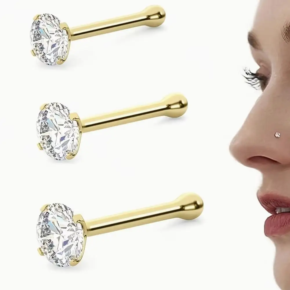 1/3pcs Set Shiny CZ Nose Ring Studs Cartilage Stud Piercing Conch Tragus Earring Hypoallergenic for Women and Mens Body Jewelry