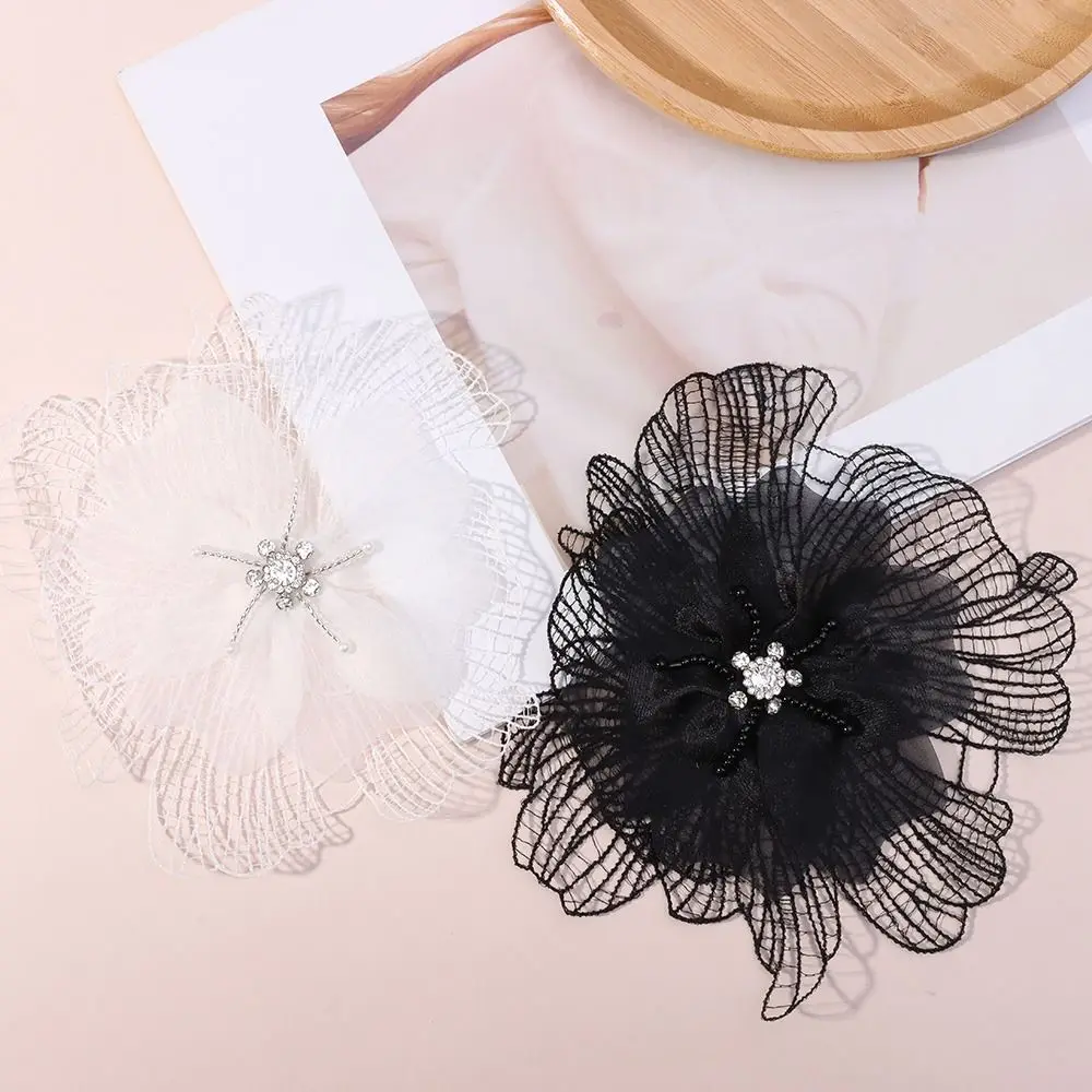 Abito fai da te toppe decorative fatte a mano con fiori in tessuto cucito su toppe floreali applicazioni toppe in pizzo con fiori multistrato