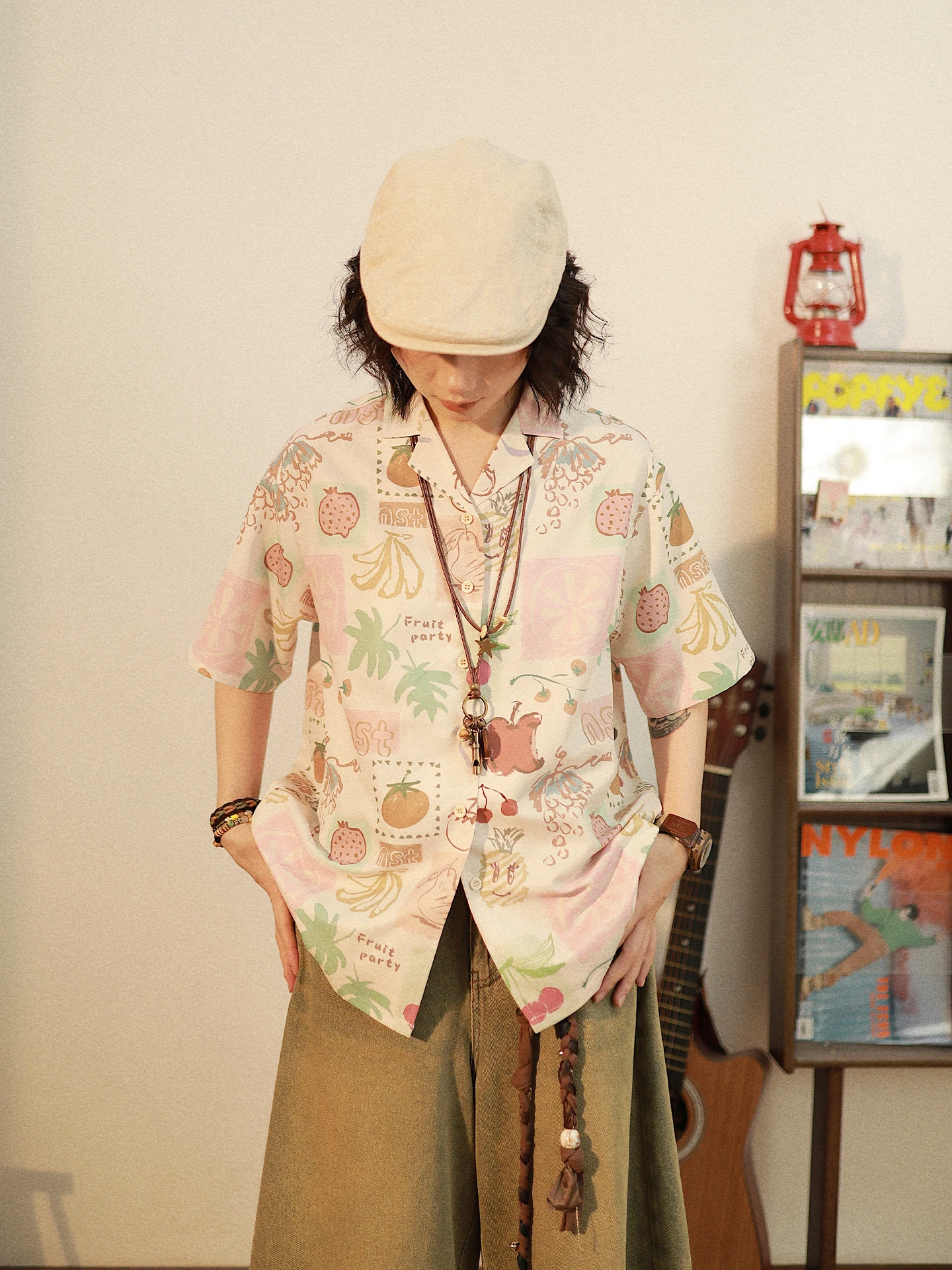 

Винтажная женская рубашка Aita Stu в гонконгском стиле с принтом, повседневная, свободного кроя, оригинальный дизайн, летняя