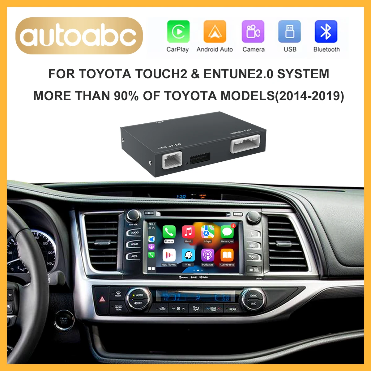 Wireless Carplay Android Auto For TOYOTA Touch 2 Entune 2.0 Highlander Tundra Sienna Prius Yaris Camry CHR Module