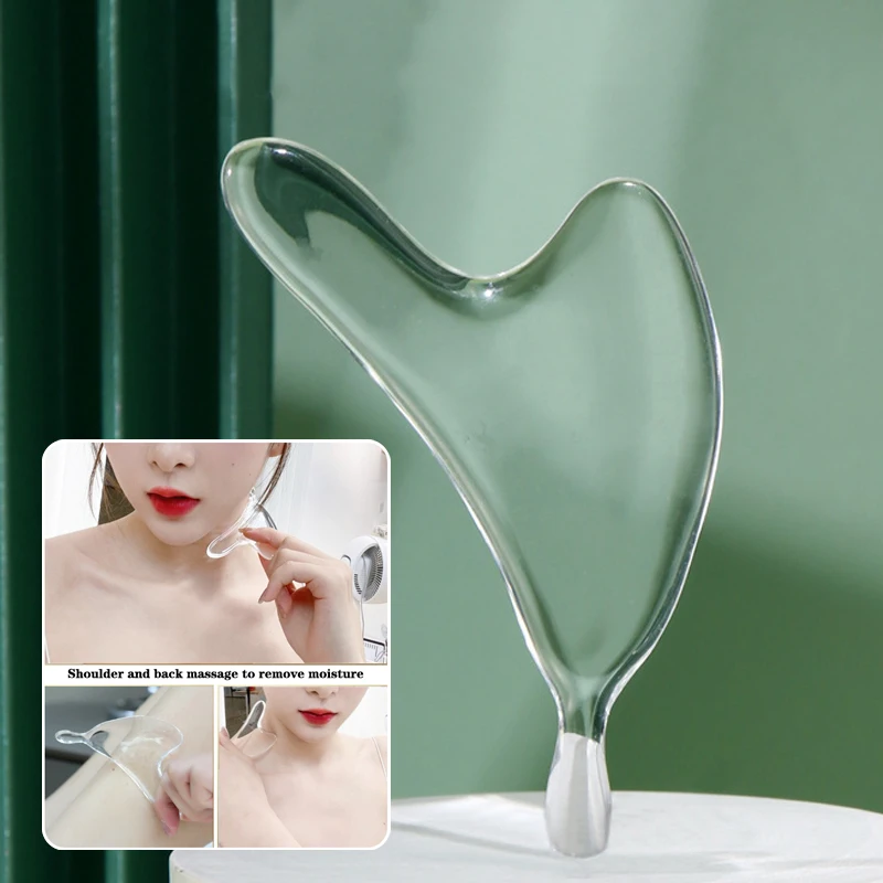 

Transparent Crystal Spa Scraping Board Scraper V-Face Slimming Facial Eyays Massage 3D Guasha Body Dredging Meridians