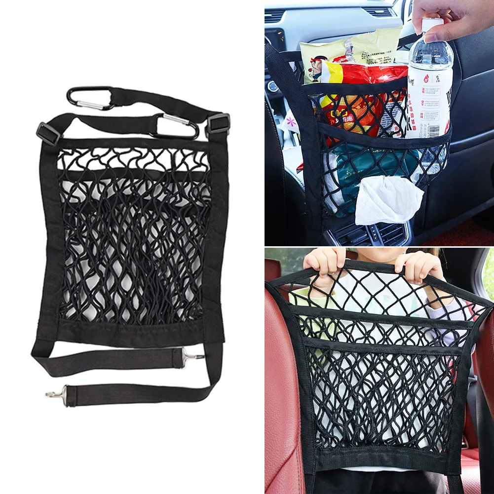 

Car Seat Mesh Pockets Storage Retainer Mesh Pockets Between Seats Universal Triple Storage Mesh Storage Bags Pet Barrier