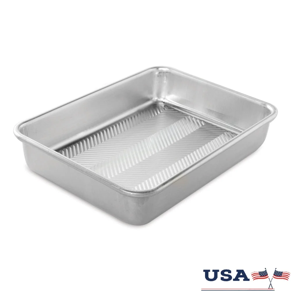 

Rectangular Non-Stick Baking Pan 9x13 Inch Embossed Aluminum Bakeware with Prism Grid Durable Reinforced Rims Easy Release