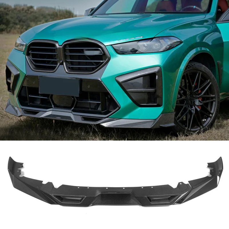 For BMW X5M F95 LCI 2024+ SQ Style 3PC 100% Dry Carbon Fiber Front Bumper Lip
