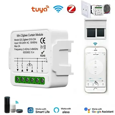 Tuya WiFi/Zigbee 커튼 자동화 모듈 블라인드 스위치 연결된 롤러 셔터 전기 모터 Alexa Google 홈과 함께 작동