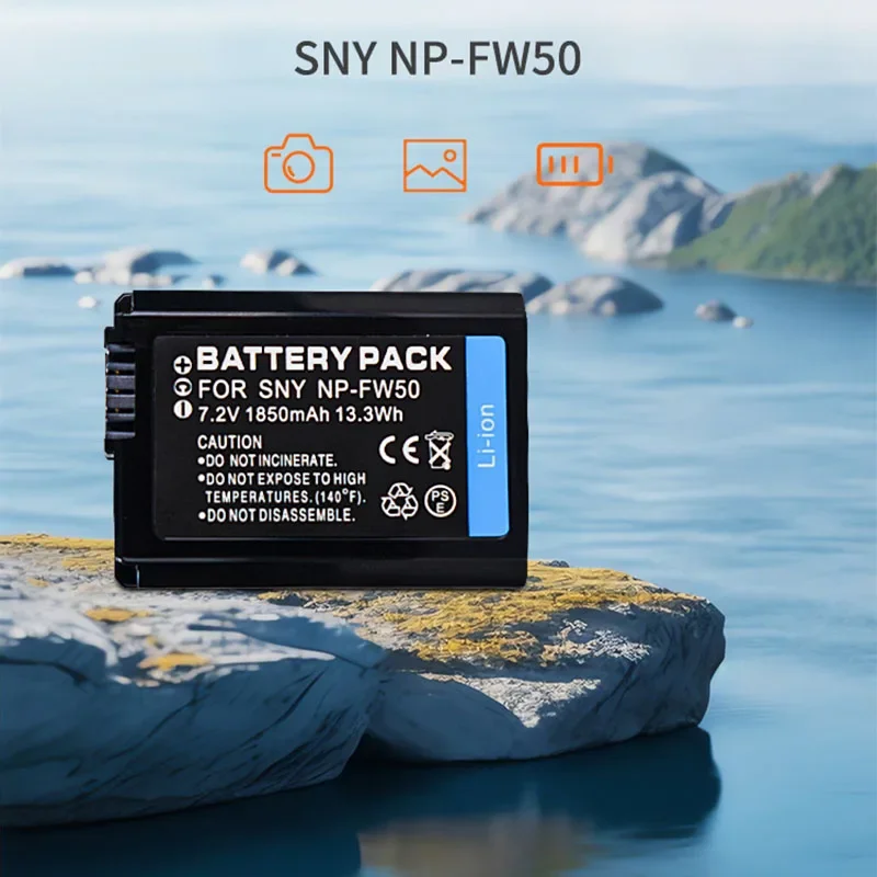 1850mAh NP-FW50 Li-on Battery Pack Rechargeable Battery for Sony Alpha A6500 A6300 A6000 A5000 NEX-3 A7R A7S NEX-7 NEX-5R Camera