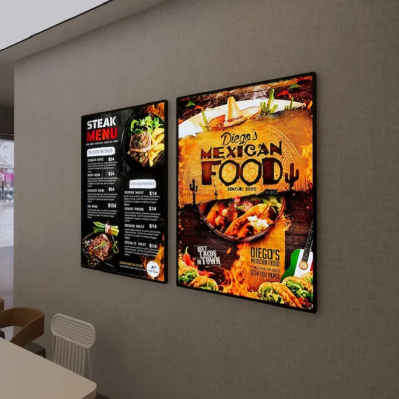 

Ultra Slim Menu Led Light Box Advertising Poster Fast Food lightbox menu board led backlit light boxes custom led menu light box