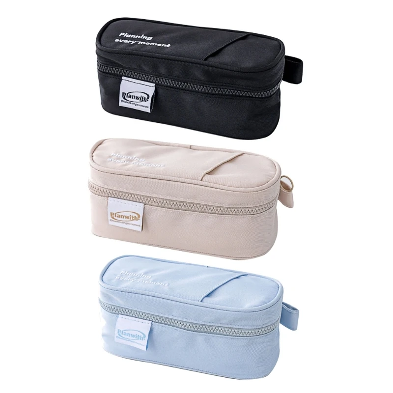 

Zippers Pen Case Pencil Bag, Simple Pencil Case Expandable Pencil Bag 601D