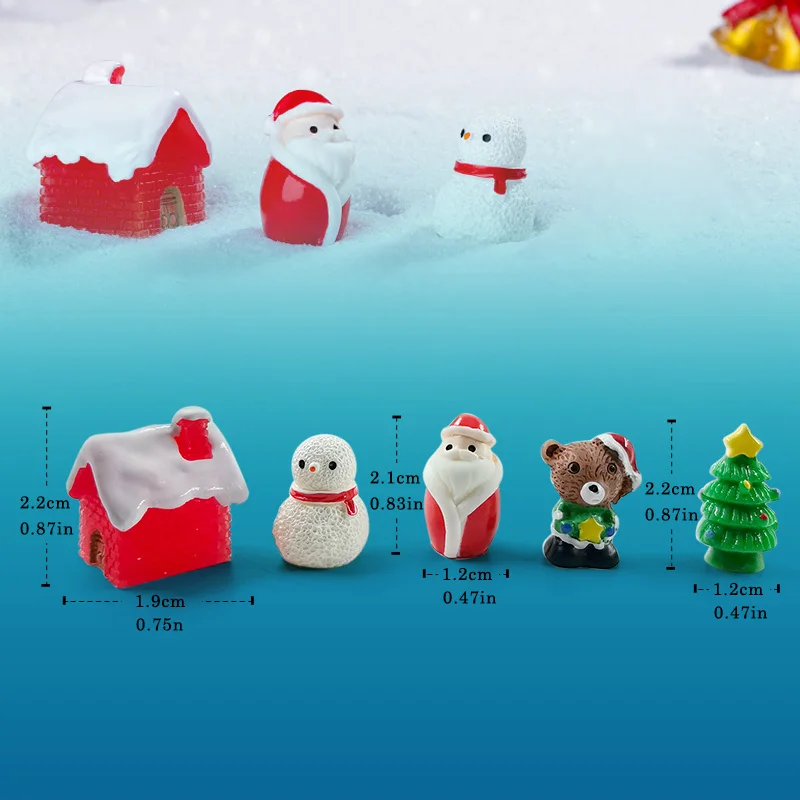 20Pcs Christmas Snowman Tree Bear Fox Rabbit Sheep Pig Cat Frog Squirrel Figurine Miniature Fairy Garden Decoration Accessories