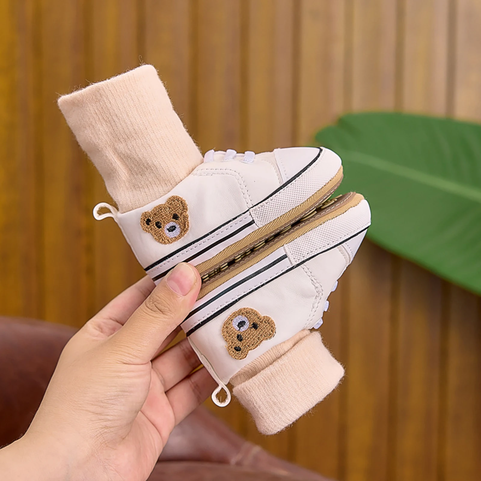

Blotona Baby First Walking Shoes Милый мультяшный медведь Нескользящая мягкая подошва Высокие носки Обувь Повседневные кроссовки на весну и осень