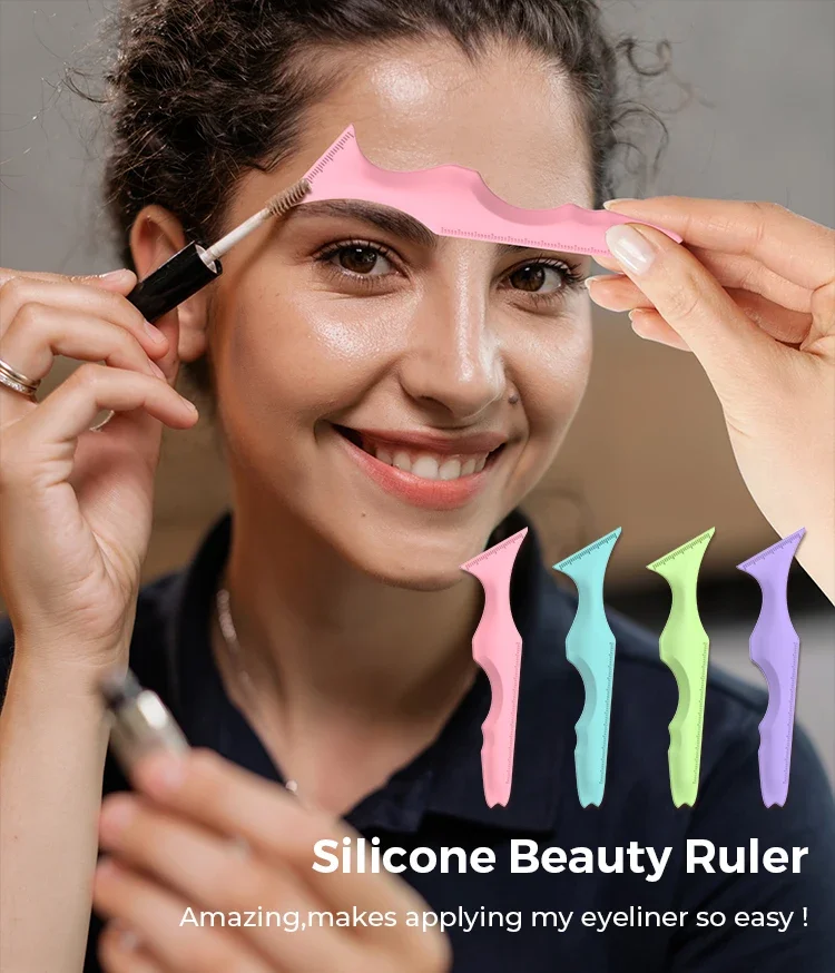 5 in 1 Silicone Beauty Ruler ReusableWinged Tip Eyeliner Aid Eyebrow  Eyeliner Stencils Stencil Multi-Purpose Makeup Tool