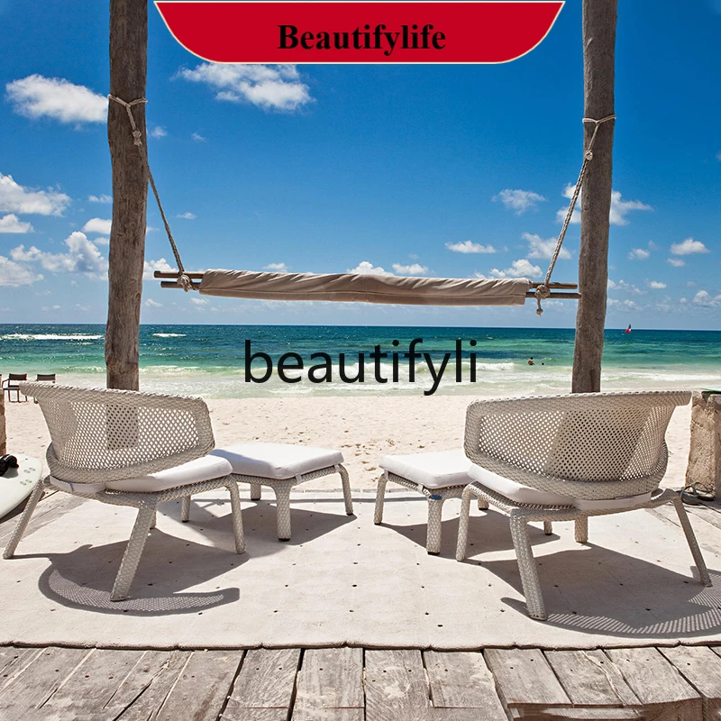 

Outdoor Rattan Sofa Coffee Table Rattan Woven Sofa Balcony Table and Chair Rattan Chair Courtyard Outdoor Furniture H