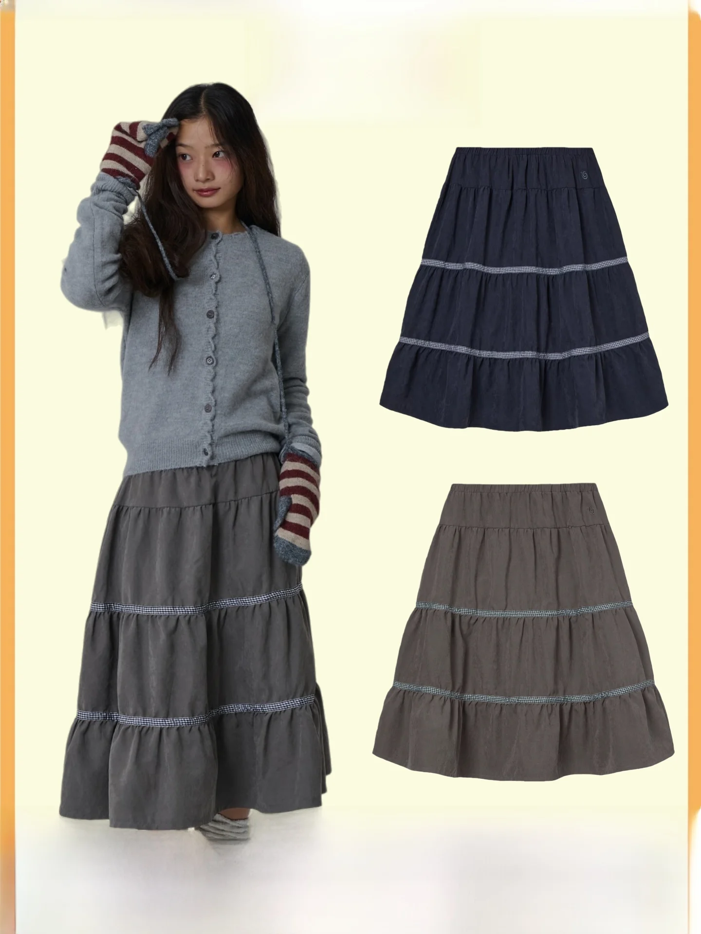 

Женская юбка AEAE Cake Skirt с завышенной талией, из хлопка и полиэстера, винтажная, свободного кроя, для весны и осени, в японском стиле, для журналов