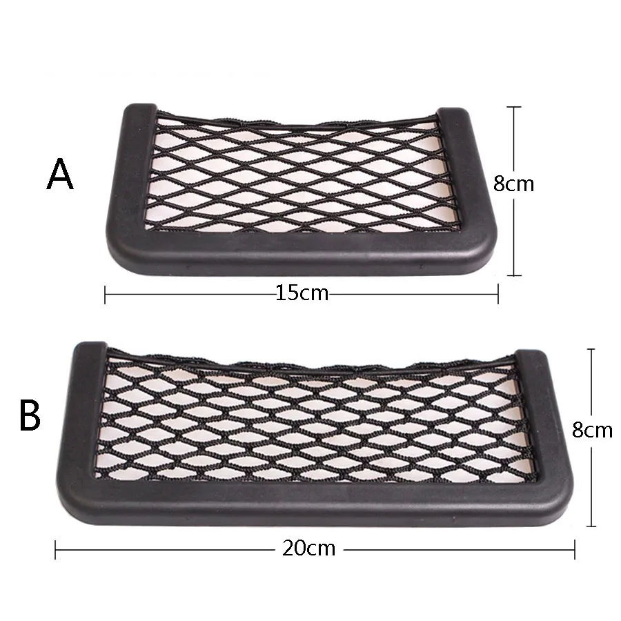 Universal Car Back Rear Mesh Organizer Storage Bag Auto Paste Net Pocket Phone Holder Elastic String Net Car Accessories