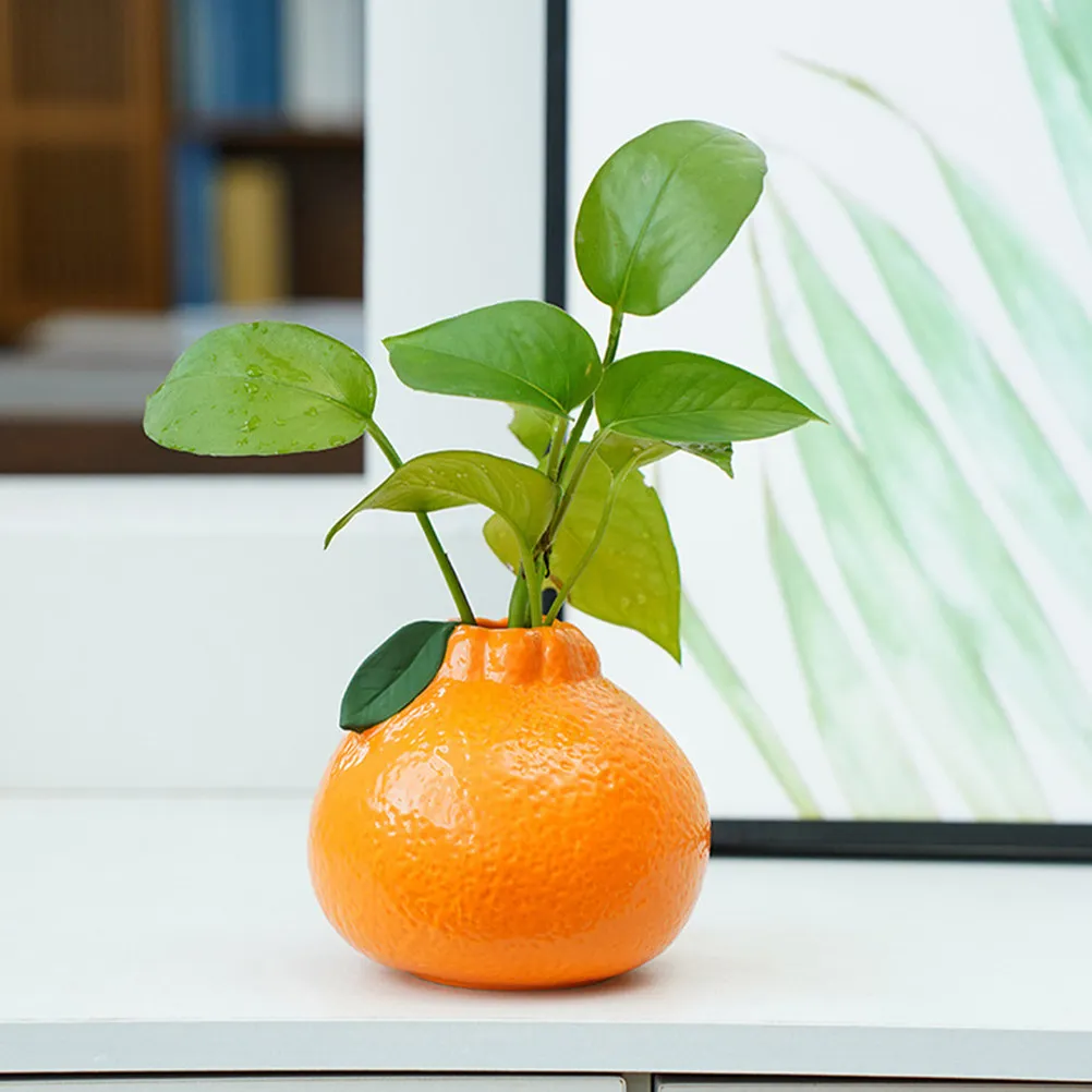 Orange Shape Ceramic Flower Vase Modern Desktop Floral Vase Decorative Ceramic Craft Pot for Flower Arrangement and Home