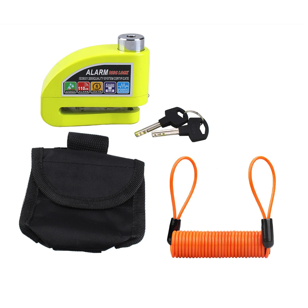 

Waterproof Motorcycle Alarm Lock Bike Lock Security Anti-theft Lock Moto Disc Brake Lock +bag+Reminder Rope