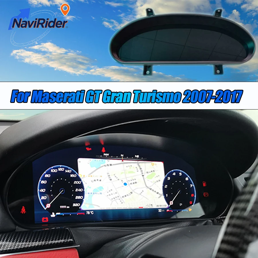 12.3inch Full LCD Instrument Panel Dashboard Cluster Carplay For Maserati GT Gran Turismo 2007-2017 Virtual Cockpit Speedometer