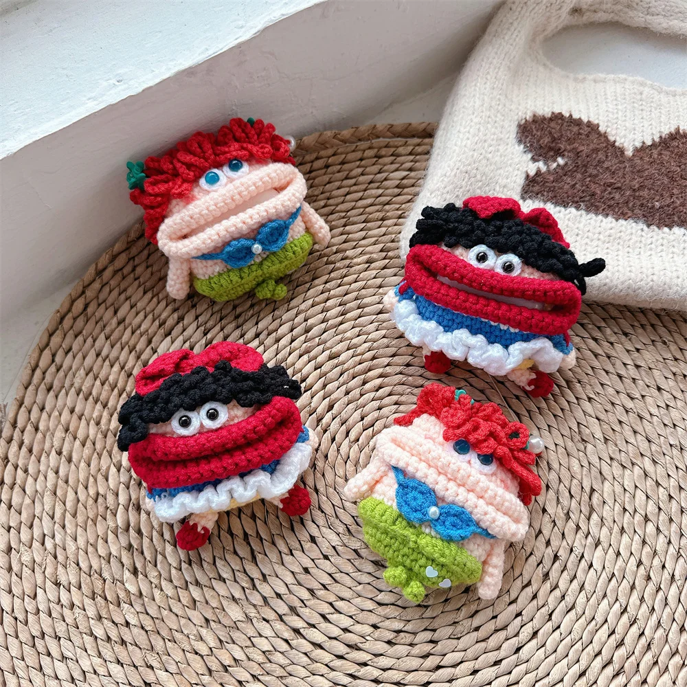 

Knitted Plush Earphone Case Sausage Mouth Doll For Apple AirPods Pro3 AirPods 4 3 2 1 Pro2 Wireless Headphone Protective Cover