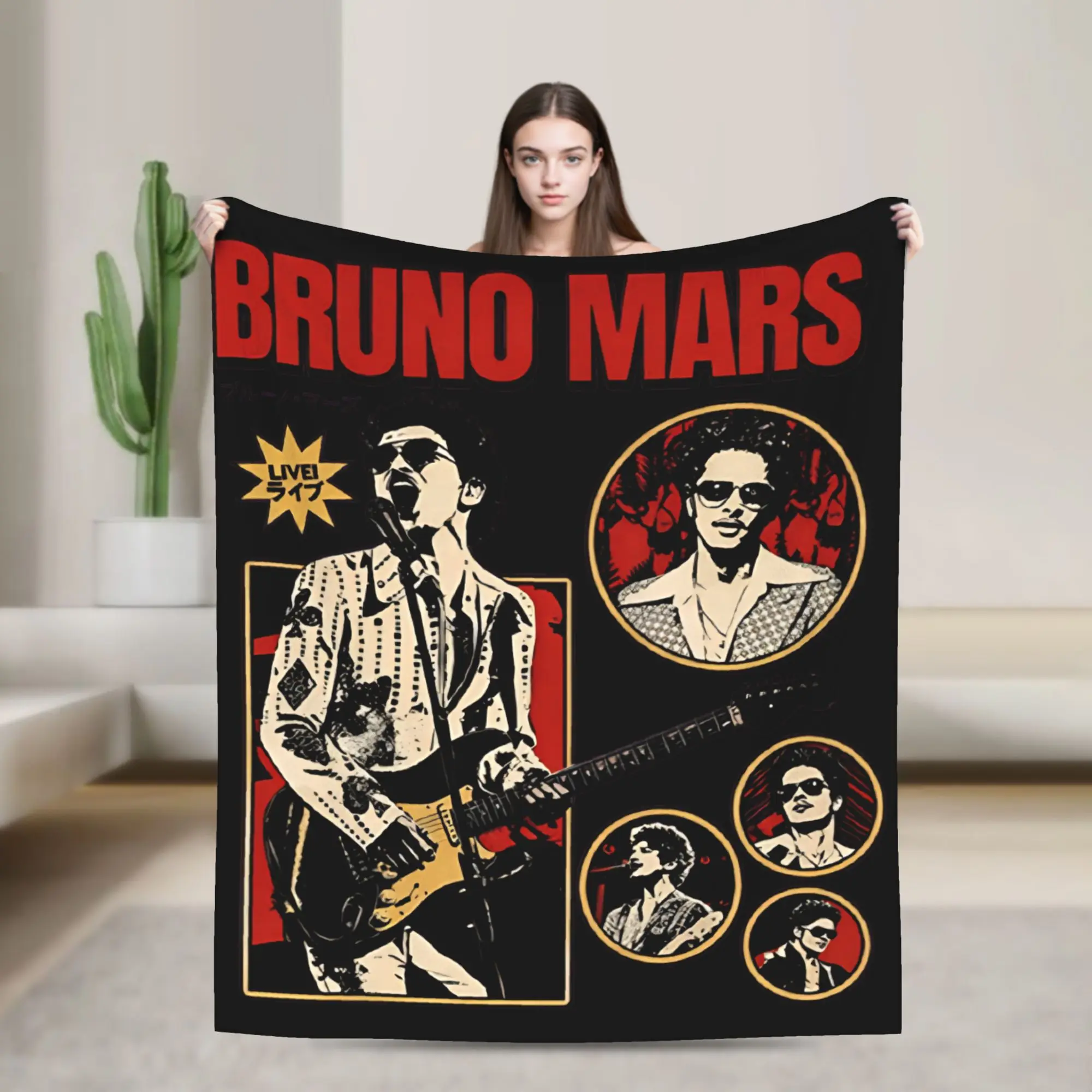 

Vintage Bruno Mars The Romantic Tour 2026 Knitted Blanket Fuzzy Throw Blanket Bed Sofa Personalised Lightweight Bedsprea,