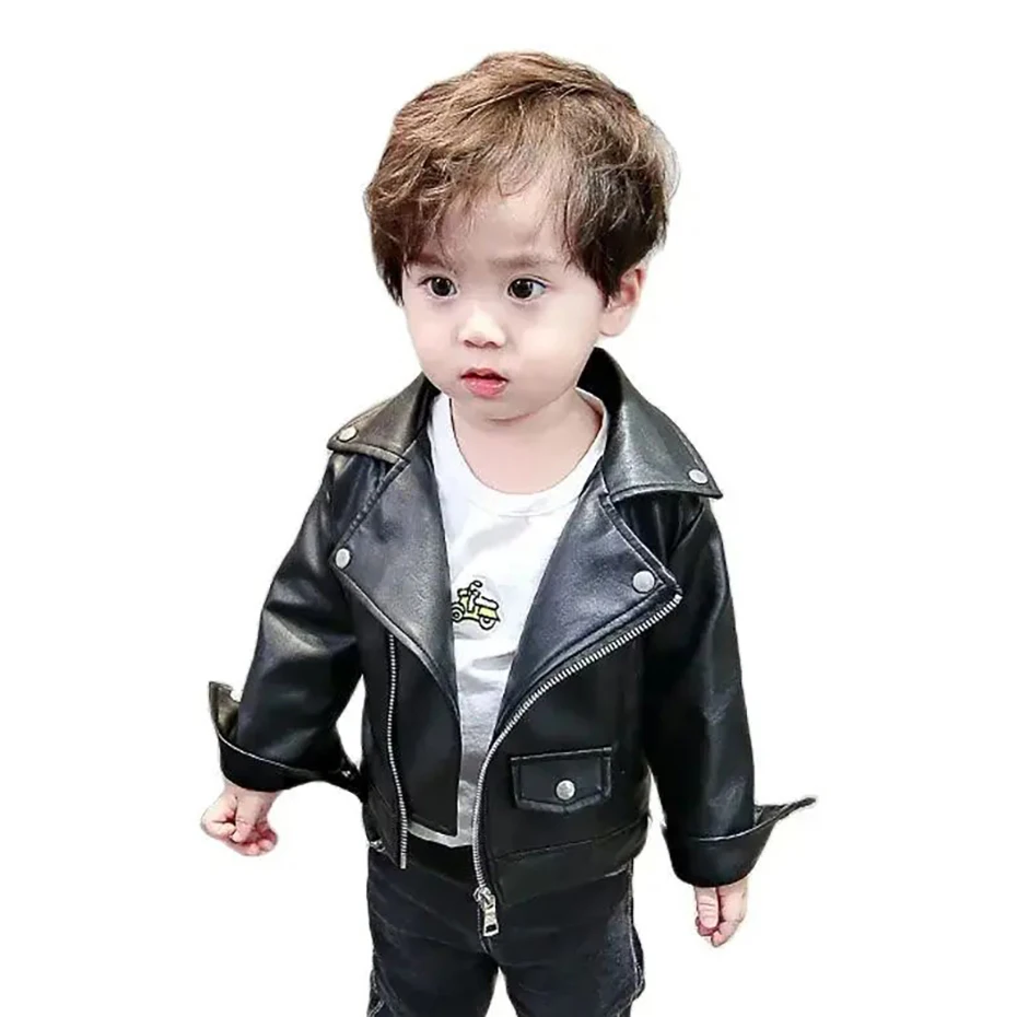 Boy Leather Jacket Solid Color Jacket Outerwear For BOy Girl High Quality Jacket Coat Kids Todler Baby Boy Girl CLothes