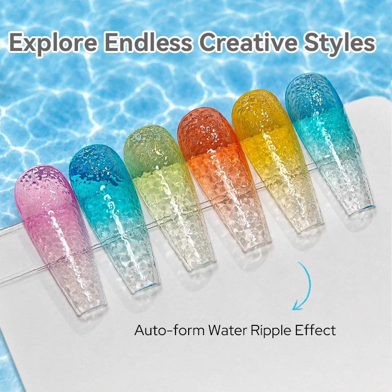 BORN PRETTY 2PCS Summer Translucent Nail Gel Polish Set With Water Ripple Top Coat No Wipe Top Coat Soak Off Jelly Sheer Gel