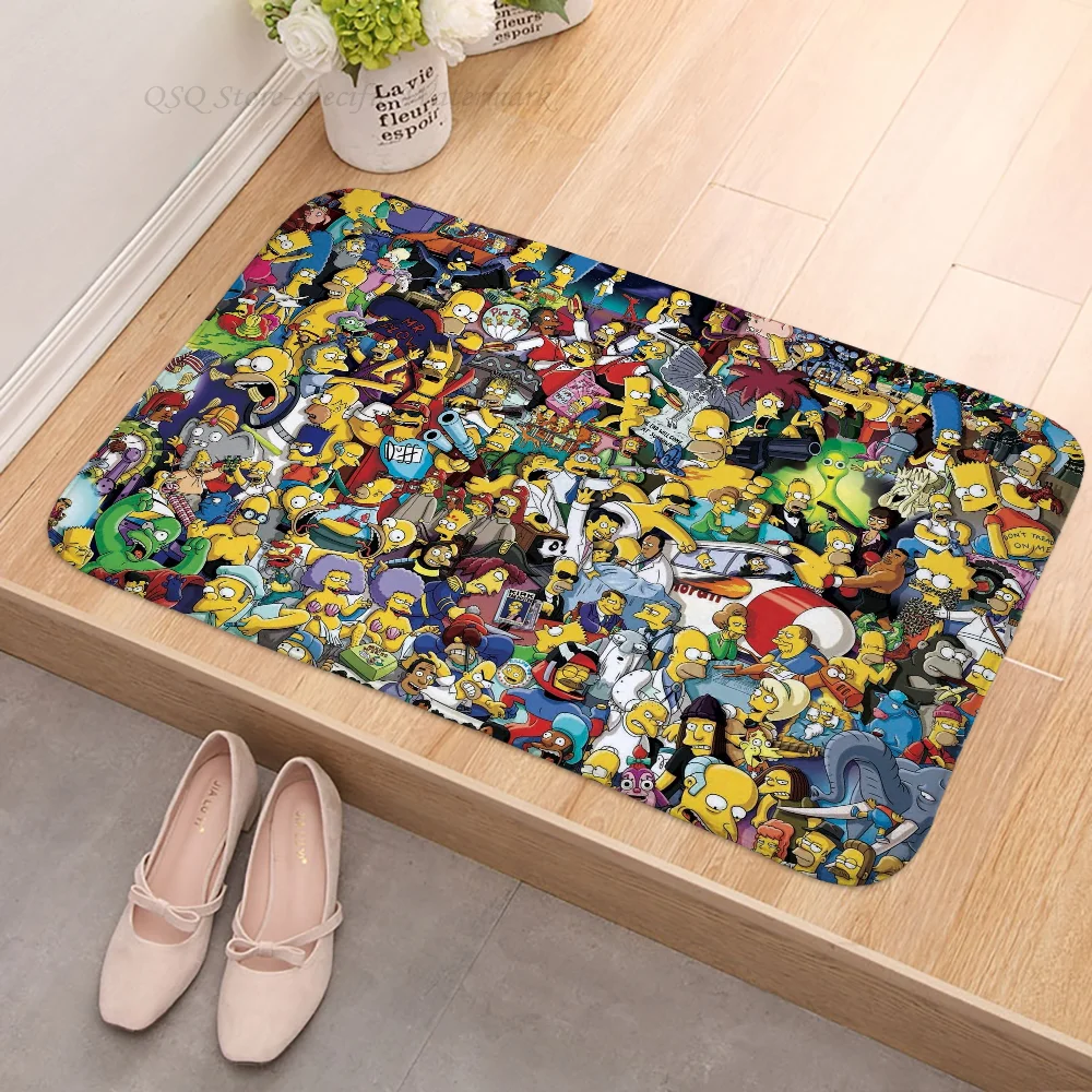 1pc MINISO Disney The Simpsons Floor Mat Floor Mat Anti-Slip Kitchen Bedroom Handmade Tufted Rug Carpet Living Room Entrance Rug