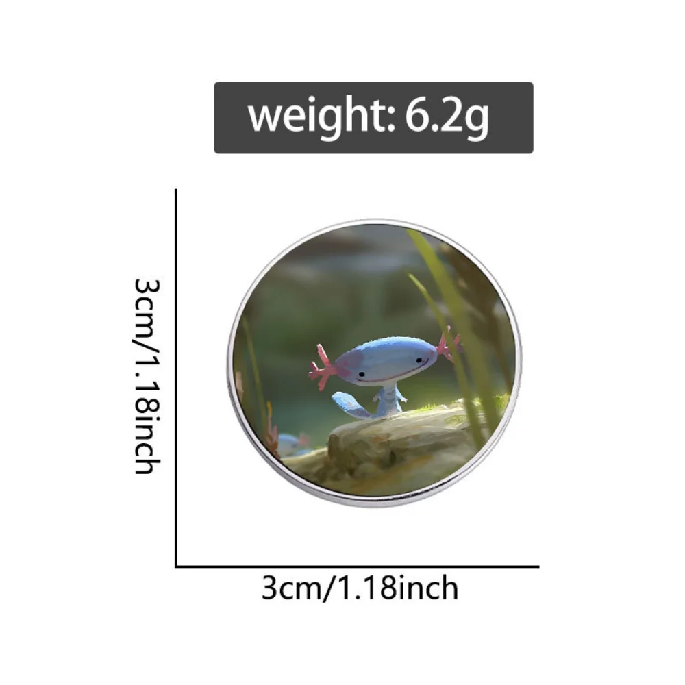 5pcs Cute Axolotl Watercolor Art Button Pin Brooch Kawaii Blue Axolotl Round Badge Lapel Pin for Backpack Clothes Decoration