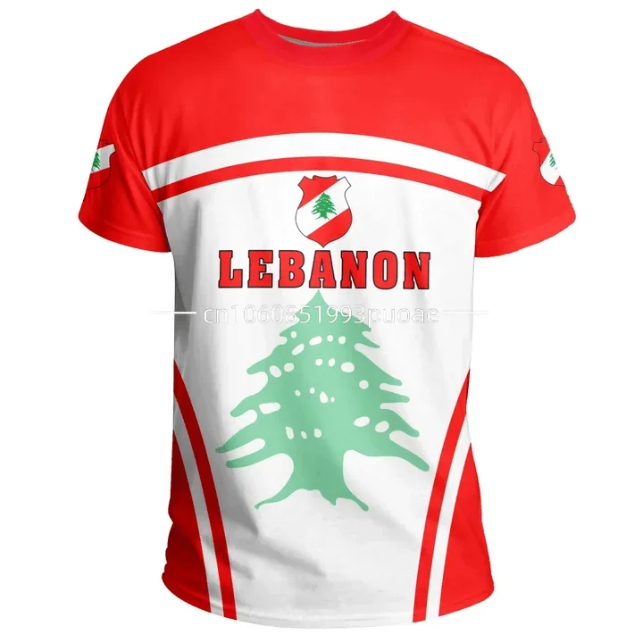 Lebanon T-Shirt 2024 Men's Flag of Lebanon Flag T-Shirt Casual Fashion Street Oversize Round Neck T-Shirt