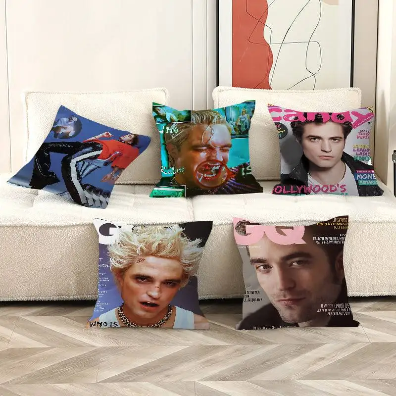 Classic Male star R-robert P-attinson Pillow Covers Cartoon Sofa Decorative Home Double-sided Printing Plush Cute Cushion Cover