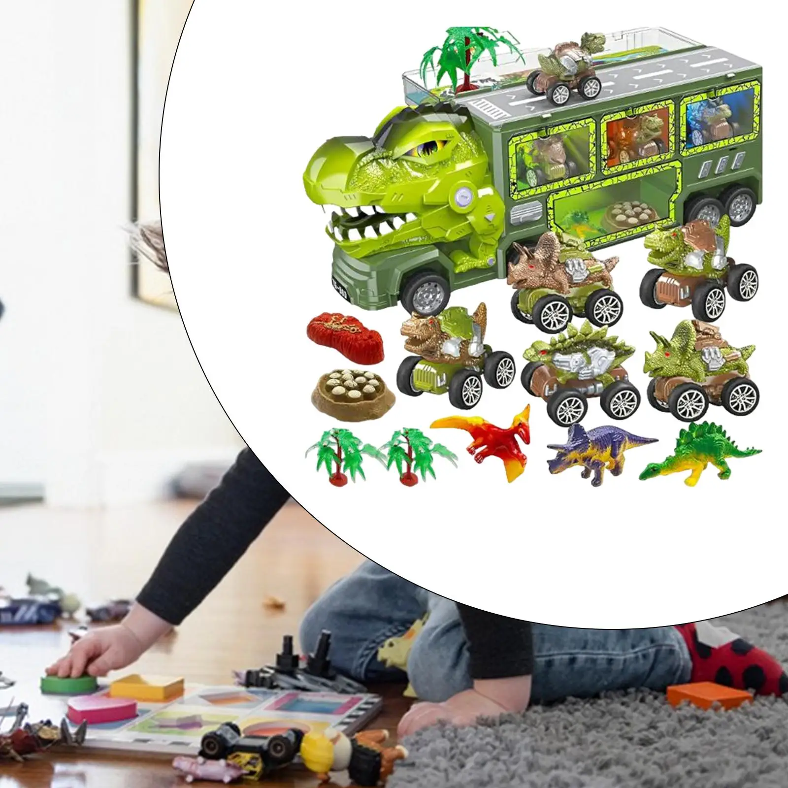 

Dinosaur Truck Toys for Kids with Lights and Sound Interaction Game Funny