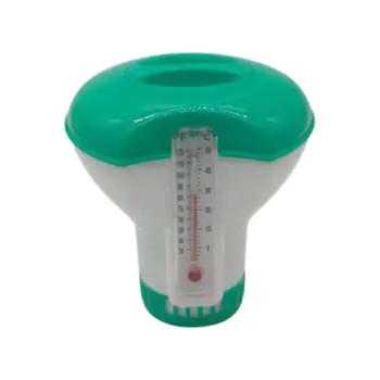 Swimming pool floating chlorine tablet dispenser with thermometer automatic pills disinfect box Spa pool accessories supplies
