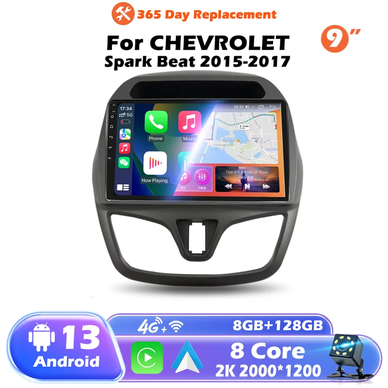 Android Car Radio For Chevrolet Spark Beat 2015-2018 Multimedia Bluetooth Player Navigation GPS 4G Carplay stereo