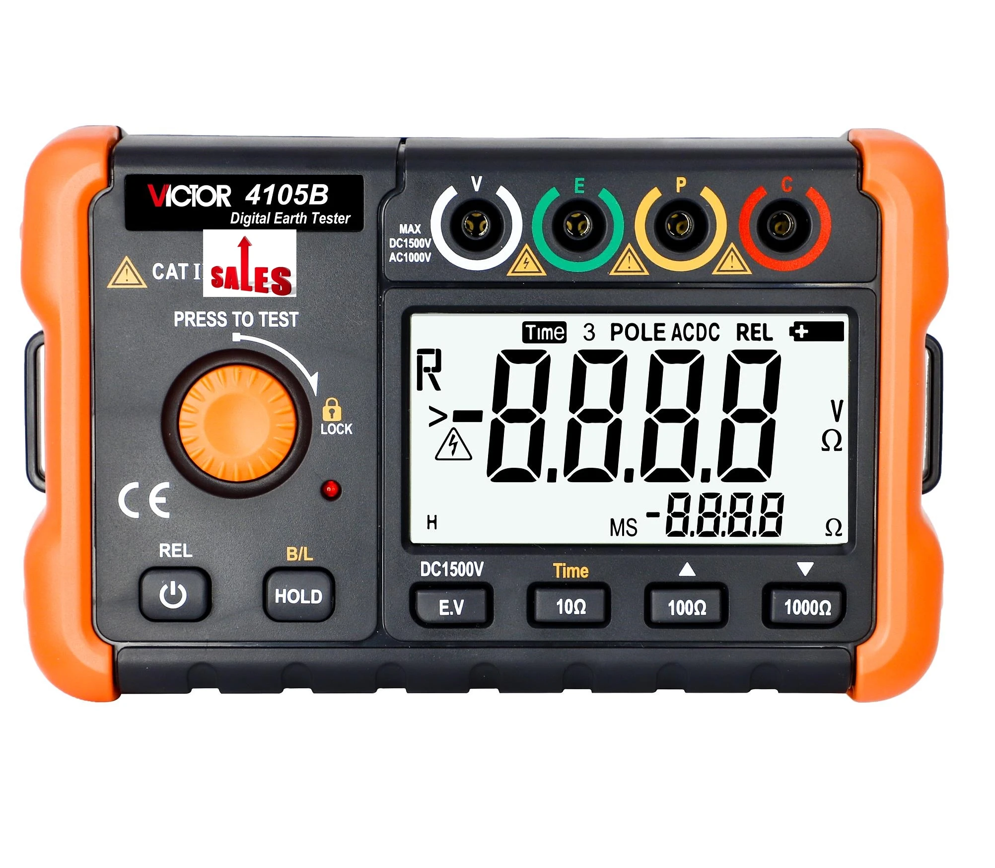 

VICTOR 4105B 1999 count lcd digital earth resistance meters range 10 ohm 100 ohm 1000 ohm ac voltage 750v electrical instruments