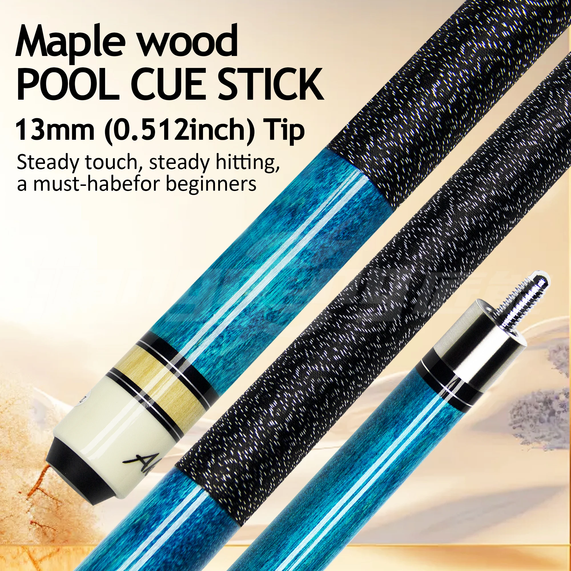 

Pro-Grade Maple Pool Cue 13mm Hard-Elastic Rainbow Tip Shockproof & Anti-Deformation Uni-Loc Quick-Release Joint