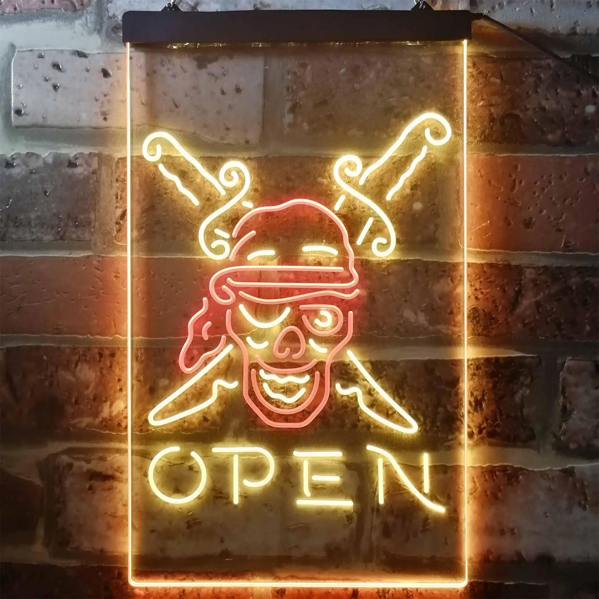 Open. with Pirate Dual Color Led Neon Sign st6-i3261